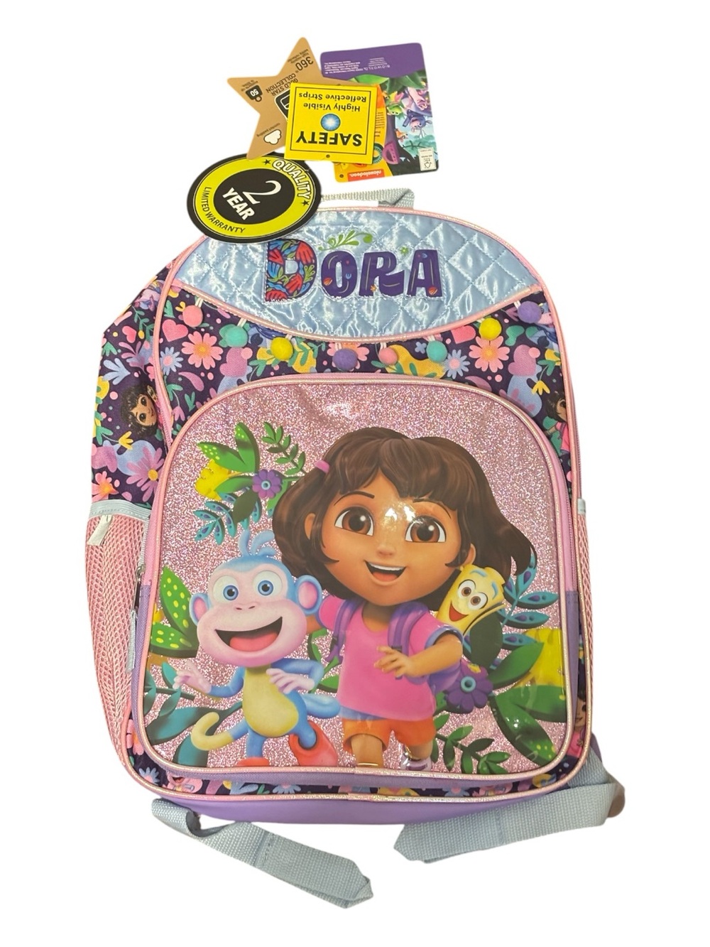 Dora the Explorer Kids Glitter Bioworld  Backpack 13 X 17 NWT
